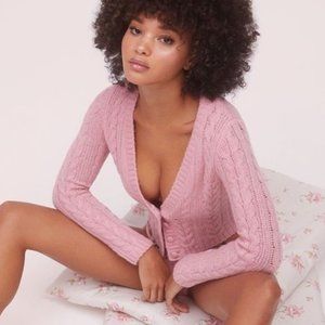 For Love and Lemons Pink Billie long sleeve cardigan